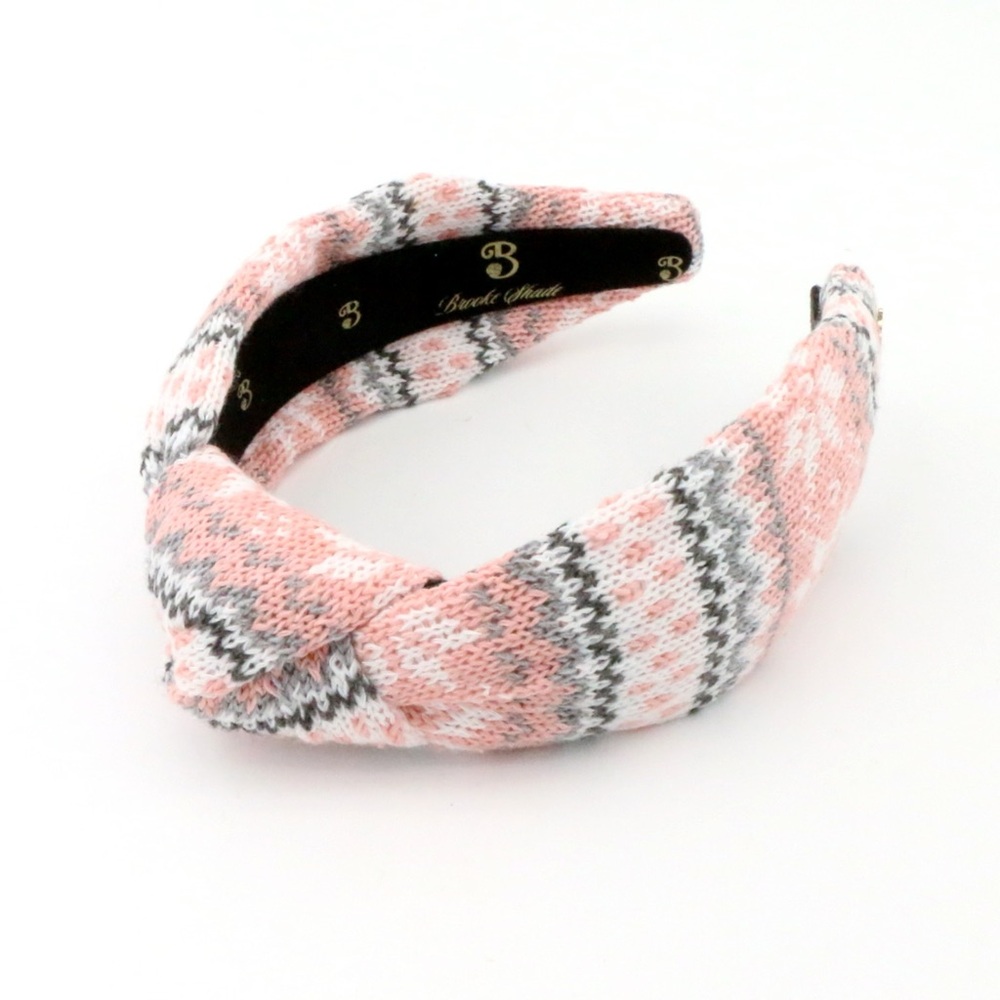 140. The Brooke Shade Nordic Pink FairIsle Sweater Lowknot Headband